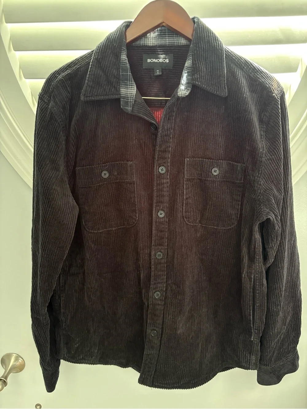 Bonobos black corduroy shirt jacket size medium
